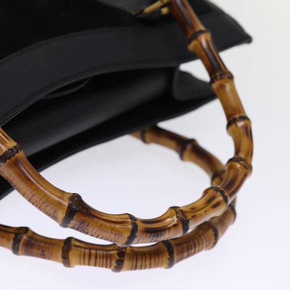 GUCCI Bamboo Tote Bag Suede Black 002 1186 0260 Auth 74664 - Picture 7 of 16